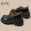 Soft Leather Thick Heel Pumps All-match Casual British Style Mary Janes Platform Shoes for Women 2024 New Fashion Spring Autumn
