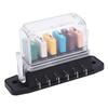 Fuse Block 6 Way ATC ATO Recoverable Current Marine Fuse Block Panel 5A 10A 15A 20A 25A 30A 28VDC with Cover
