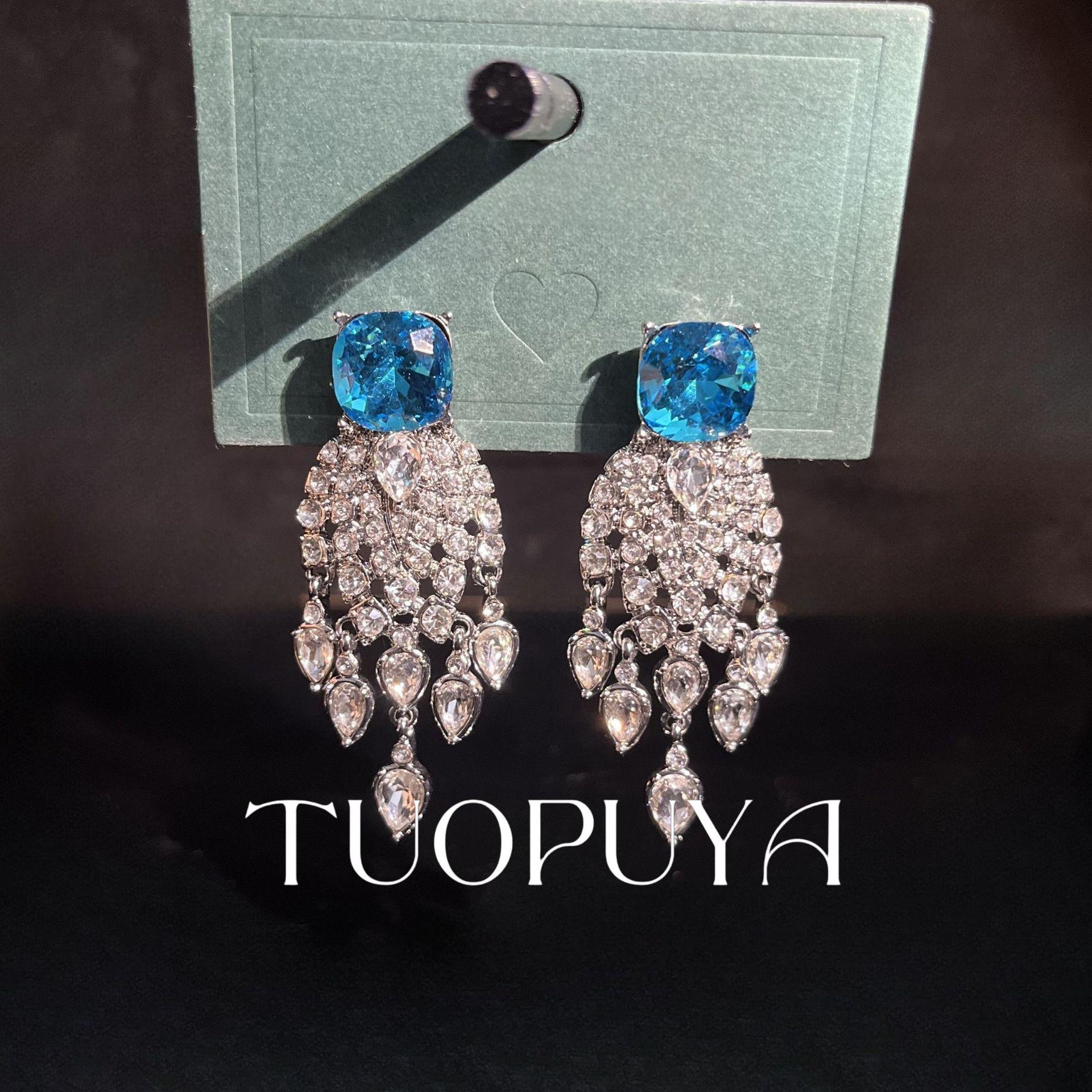 Elegant Rhinestone Tassel Water Drop Earrings for Women