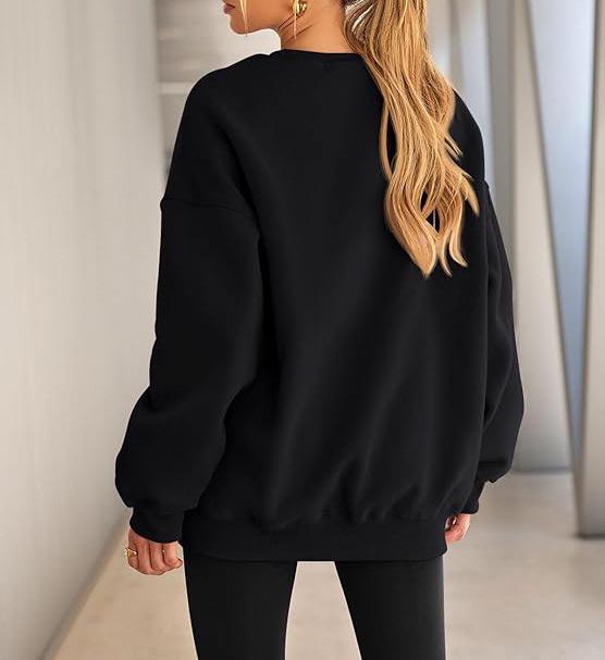 2025 Autumn/Winter Women's Solid Color Round Neck Casual Hoodie