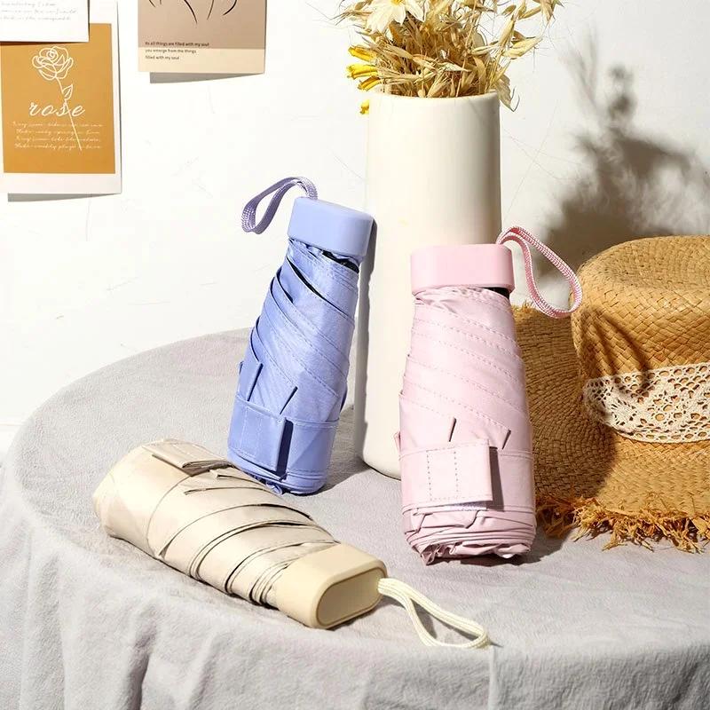 Mini deštník Kapslový deštník Slunečno a deštivo Dualuse Nepromokavá ochrana proti slunci Venkovní cestování Přenosný slunečník deštník