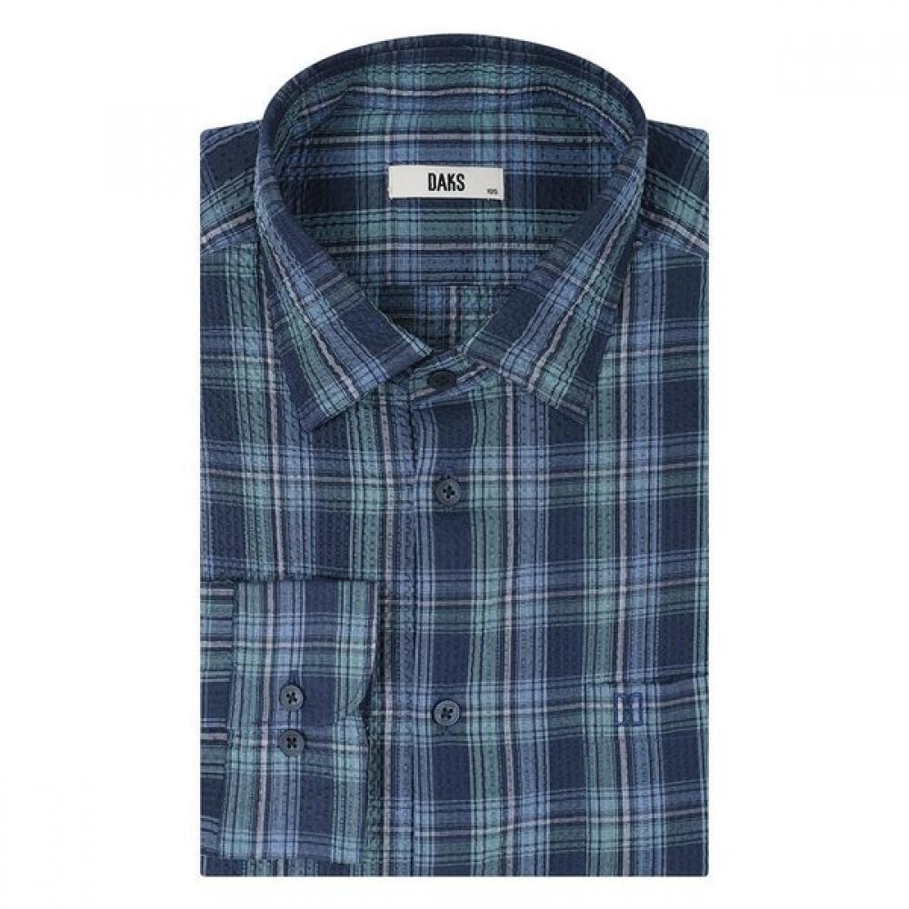 DakS Men S SeerSucker Check Regular Fit Long Sleeve Shirt dmS1Shcl111n1