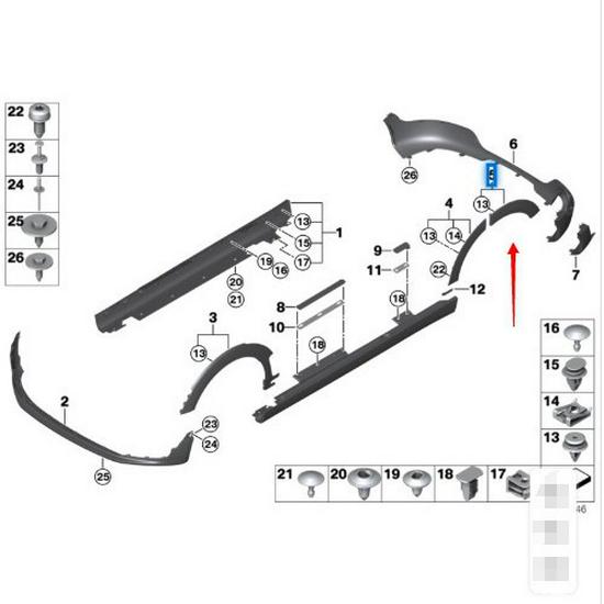 51777401057/58 fit the rear wheel arches of BMW MINI Clubman F54.
