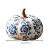 Stitched Material Pumpkin with White Base Thanksgiving Floral Stem Halloween