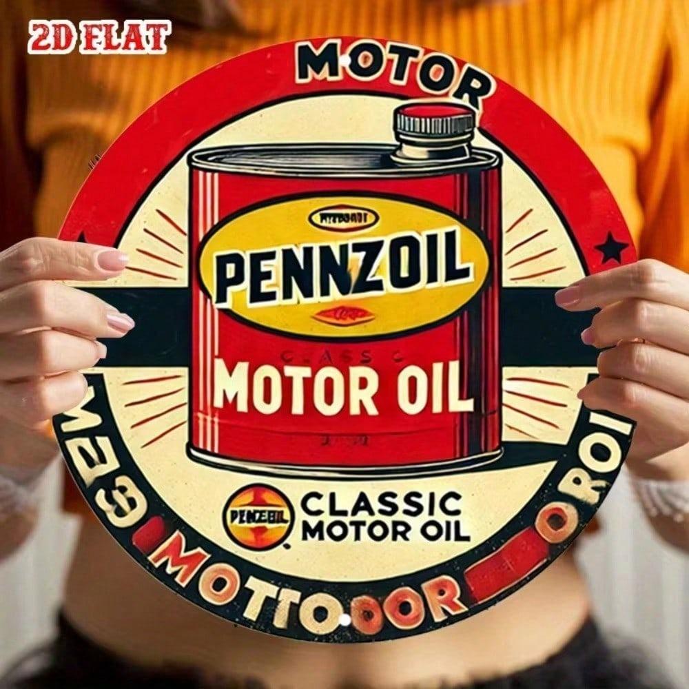 Vintage Round Tin Sign 8 Inch Retro Metal Wall Art 2D Decor for Garage Man Cave