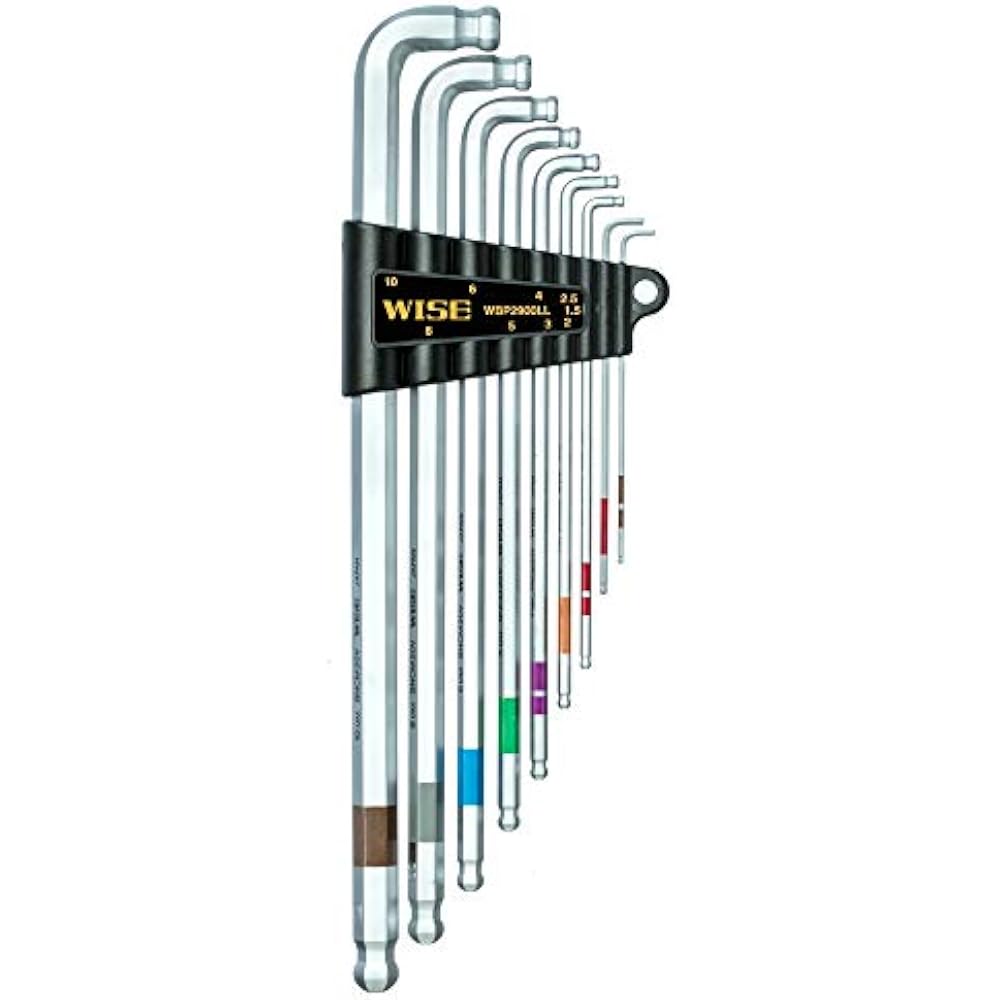 WISE (WISE) Wrench, Double Ball Wrench, Set of 9, WBP2900LL, Special Chrome Plated, Pack of 9