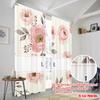 2pcs 2D flat printing Drapes Pink Floral Love Fabric Without Electricity Festive Wall Decor for Indoor Celebrations Room Garden