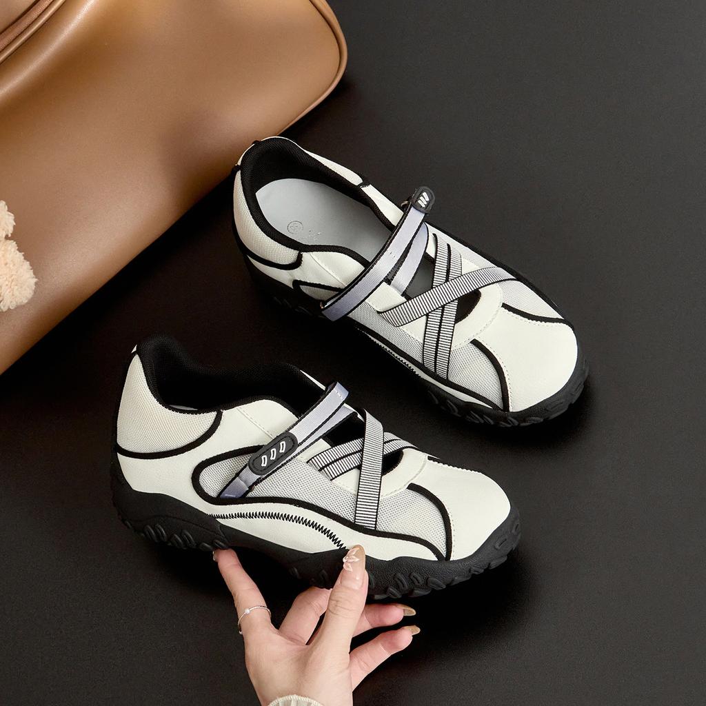 Small inner height increase platform sports Mary Jane shoes women's 2025 new color matching breathable mesh German training shoes women