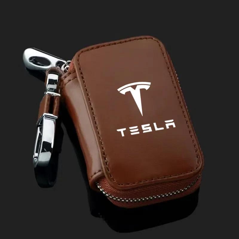 Car Sticker 2025 Hot Car Key Wallet Housekeeper Key Case Small Card Bag Key Organizer for Tesla Model 3 Y X S P100D P85D 200 log