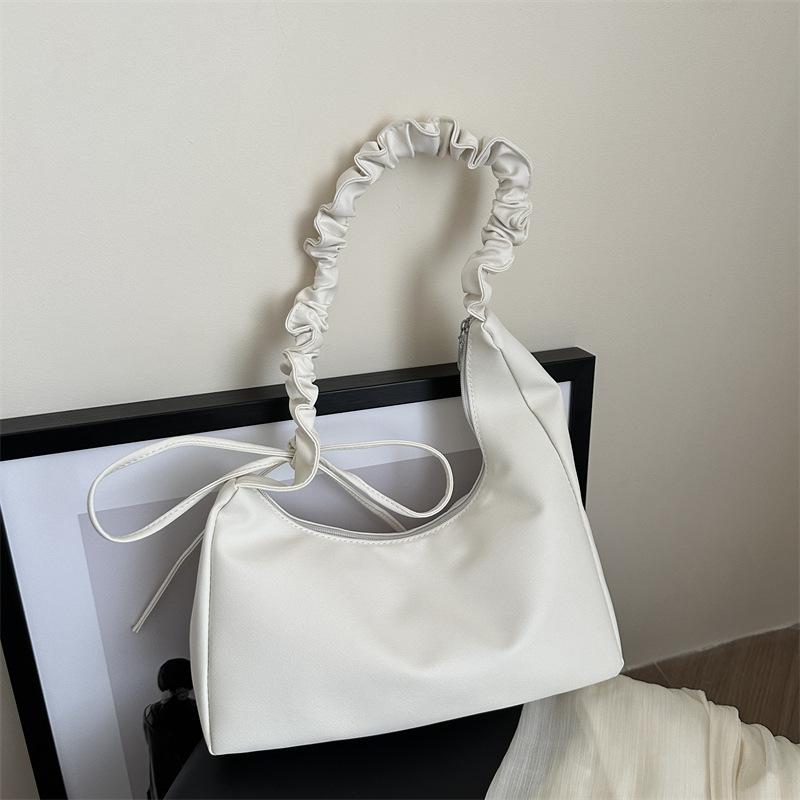 

Текстурированная плиссированная гипотенуза персонализированная летняя 2024 новая повседневная большая модная сумка на одно плечо портативная подмышечная женская белый