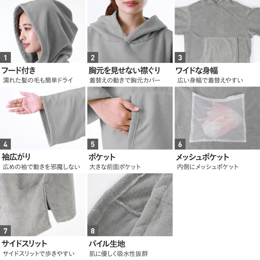 Changing Clothes Sauna Towel Poncho Surf Poncho 520 Black 2 Surfing Beach Towel Sauna Poncho Changing Clothes Poncho Wrap Towel Pool Outdoor Free Size