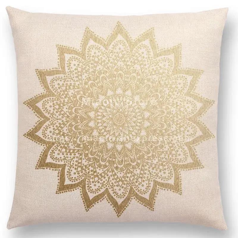 Neuer verträumter Regenbogen Boho Wunderschöne Mandalas Freier Geist Savanne Drucke Goldene Nächte Seelen Kissenbezug Sofa Überwurf Kissenhülle