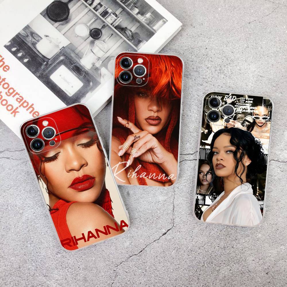 R-Rihanna Popular Singer Star Shockproof Silicone Clear Case for iPhone 17 16 15 14 13 12 11 Mini Pro Max Plus Cover