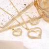 European & American Retro Love Heart Jewelry Set: Alloy Diamond-Inlaid Necklace & Earrings