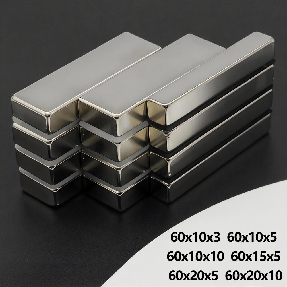 Powerful Neodymium Magnet N35 NdfeB Permanent Magnetic imanes Block Super Strong Fridge Magnets DIY 60x10x3 60x15x5 60x20x10mm
