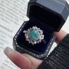 Zhuozhifan S925 Silver Paraiba Blue Hibiscus Pearl Ring