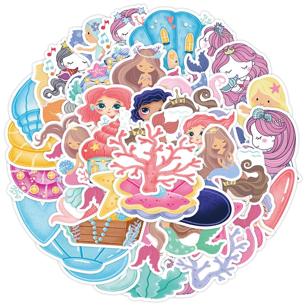 50/100 Cartoon Ocean Graffiti Stickers for Notebooks, Phones, Bottles, Waterproof Journals