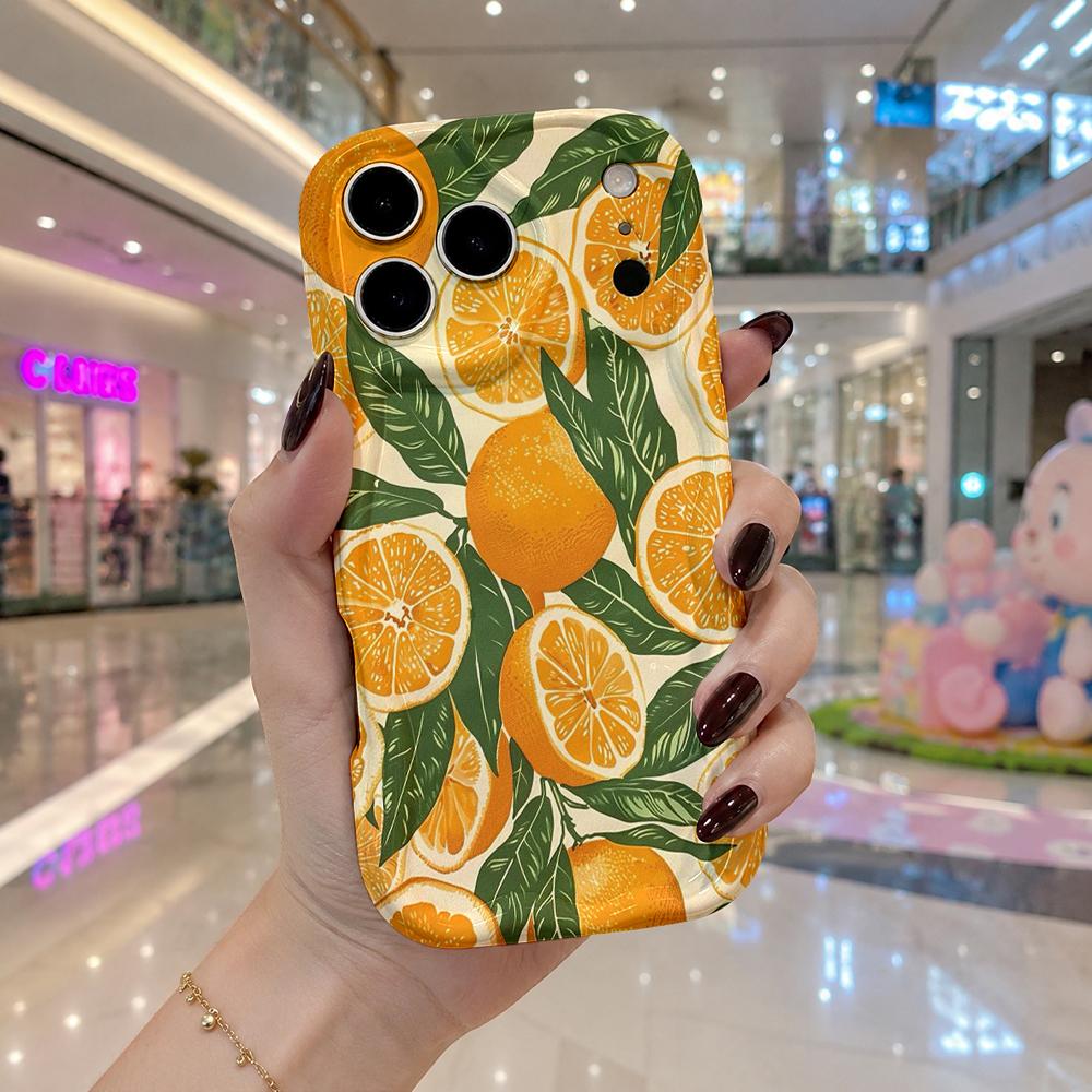 Orange Fruit Leaf Phone Case Tropical Pattern Hard Cover for iPhone Shockproof Protection Birthday Christmas Halloween Holiday Gift