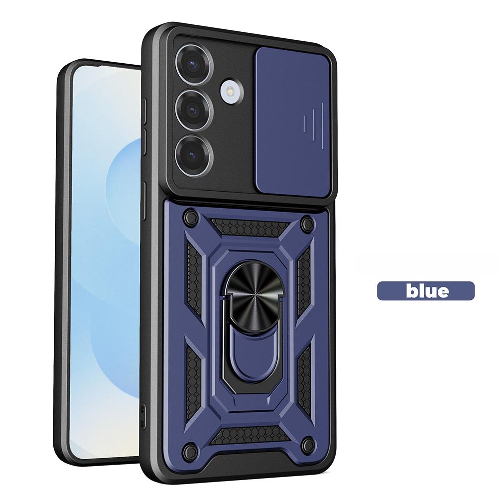 Lens Slide Camera Protect Armor Case For Samsung Galaxy S26 Ultra S2 Edge S24 S23 S22 Plus Phone Case Ring Holder Stand Cover