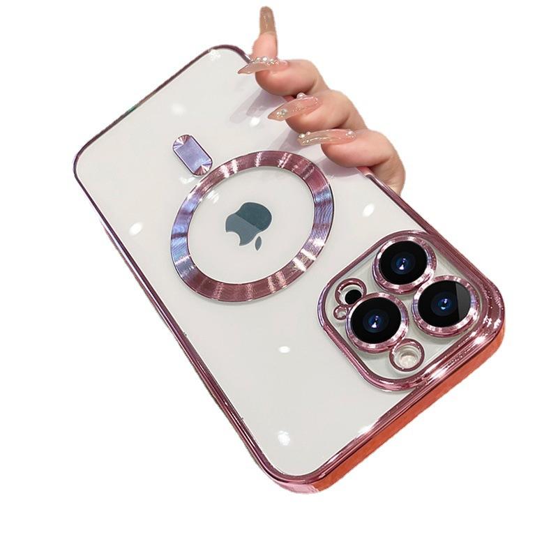 Electroplated Transparent, Suitable for Apple 16PRO Phone Cases, Magsafe Magnetic Attraction, Fully Covered with The Built-in Lens Film of IPhone14