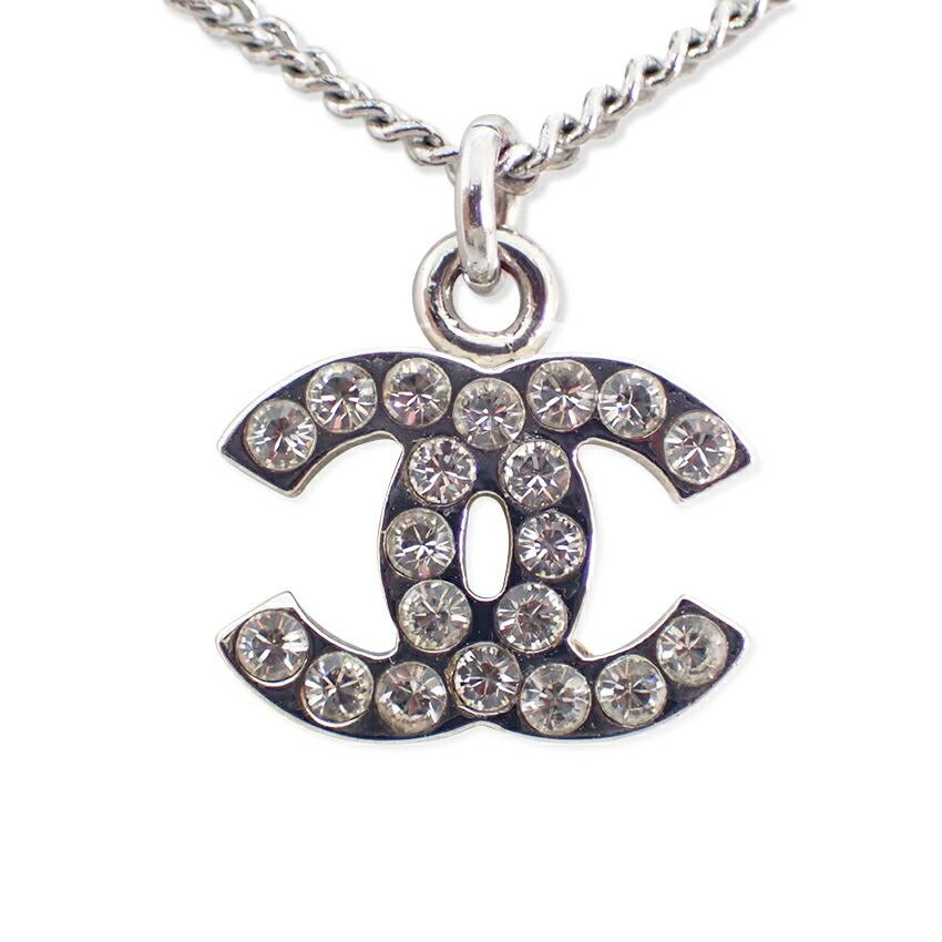 

[Pre-owned] CHANEL Coco Mark Rhinestone Pendant Necklace j55-42