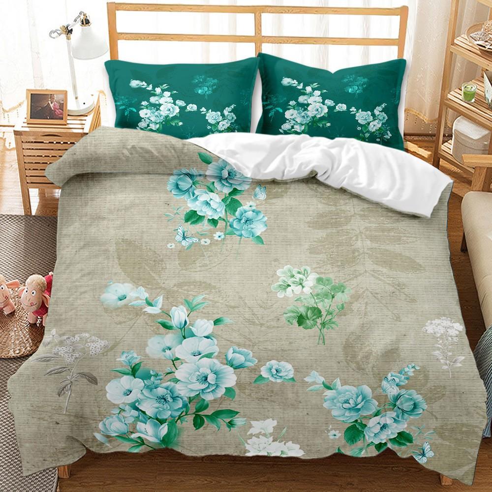 Spring Flowers Tulip Bedding Set Morning Glory Pink Rose Duvet Cover Double Queen King Twin Full Size Women Girls Duvet Cover