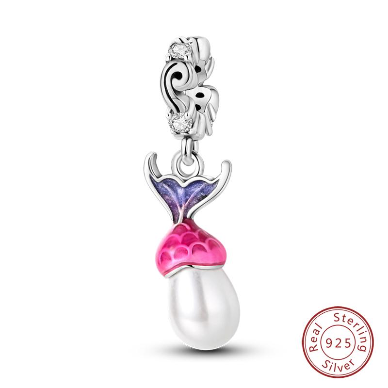 New Copper Ocean Series Mermaids Shell Charms Beads Fit Qikaola Original Bracelets Fine Birthday Diy Jewelry