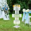 5-Tier Crystal Flower Stand, Square Base & Silver Finish - Elegant Round Holder for Wedding, Birthday, Home Decor, 110cm Height