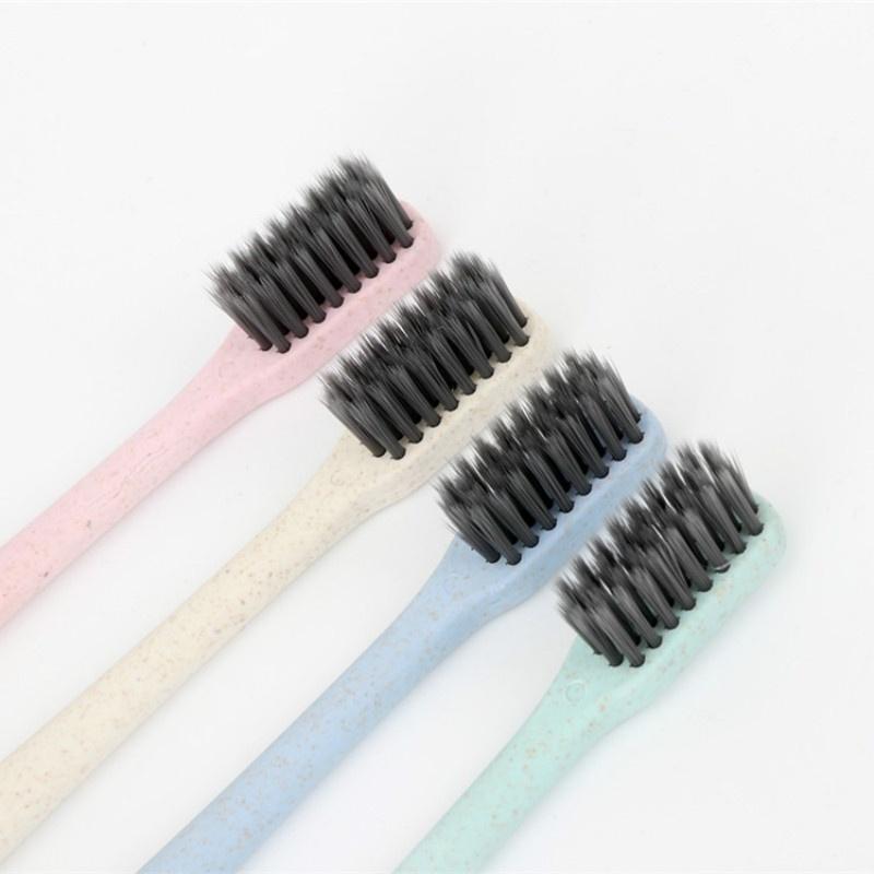 10 Pieces / Set of Wheat Straw Bamboo Charcoal Toothbrush Adult Super Fine Soft Hair Small Head Toothbrush 10 Family Wear