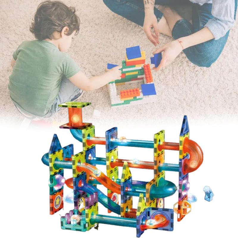 Building Magnetic Blocks Toy For Children With Scene Track Scene Design Supplies