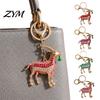 Decorative Handbag Charm Goat Keychain with Sparkling Rhinestones, Metal Animal Keyring Pendant for Car Keys Backpacks Handbags, Gift Lovers Accessory
