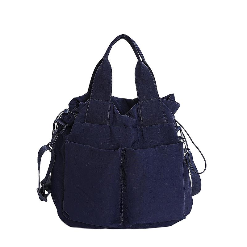 Canvas Bag Women's Large Capacity Lightweight Tote Bag Solid Color Shoulder Crossbody Bag
