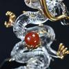 Fourcart Cute Handmade Glass Craft with Natural Stone Rising Dragon (Red Agate)