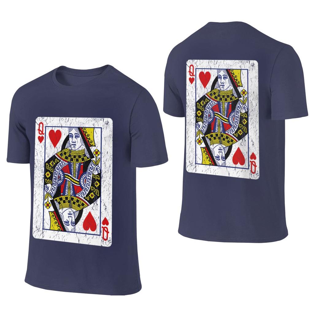 Queen Of Hearts Playing Card Short Style Reversible Tshirt Casual Vibe Korean Atmosphere Tshirt
