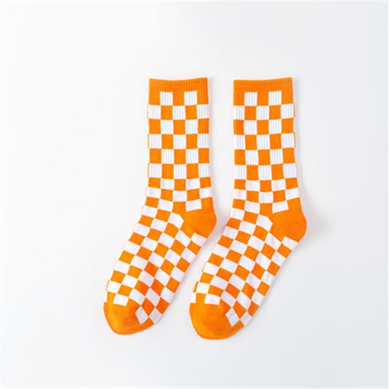 

5 пар осенних и зимних клетчатых носков, женские носки средней длины, мужские и женские парные чулки 5 Pairs белый/оранжевый