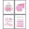 YELLOWBIRD ART & DESIGN Pirational Quotes Wall Decor - Pink Motivational Poster Set - Positive Affirmations Wall Art - Encouraging Gift for Women