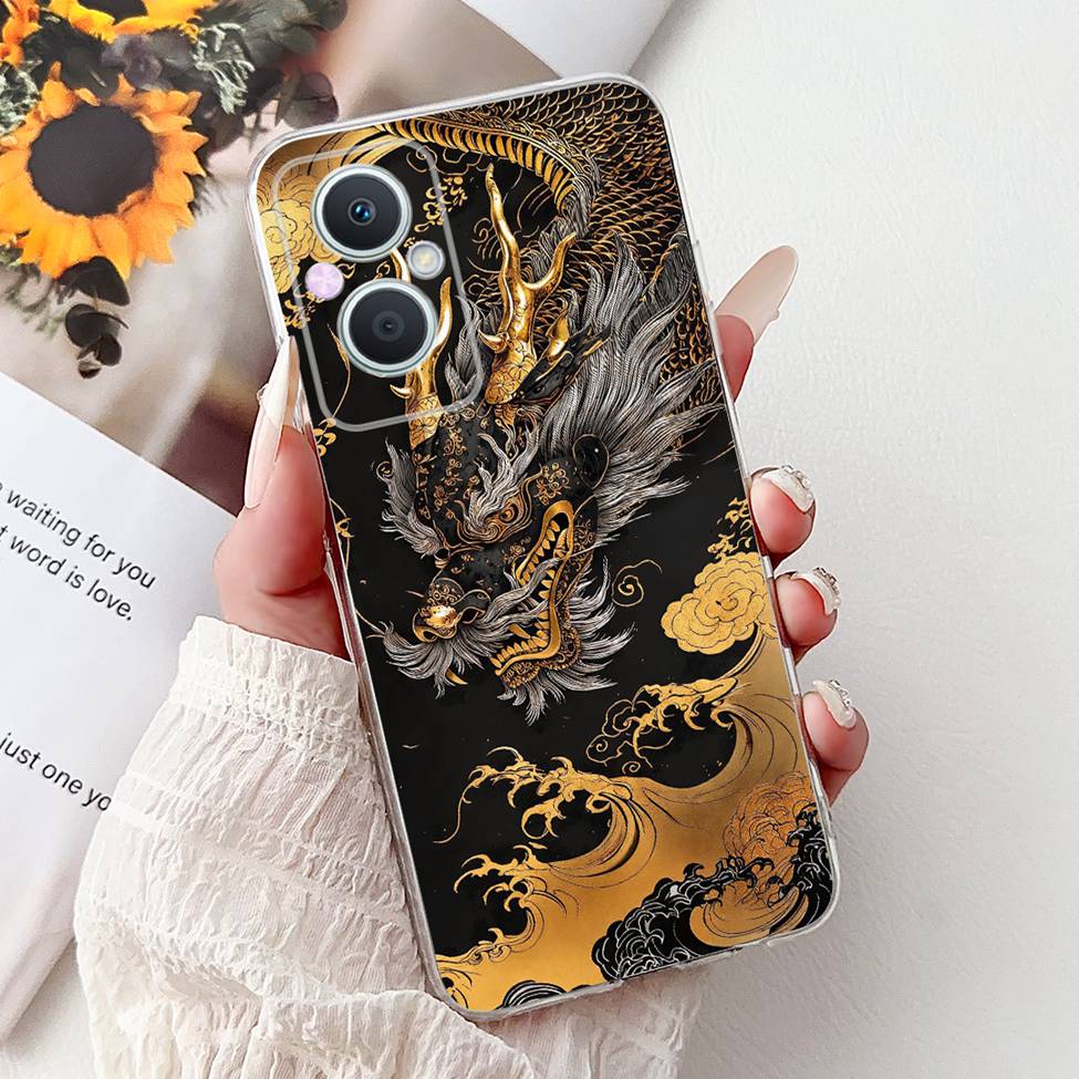 Clear For Oppo Reno 7Z 5G CPH2343 Case For Oppo Reno 8Z 5G CPH2457 Cover Luxury Butterfly Love Fashion Flowers Cool Lion Painted
