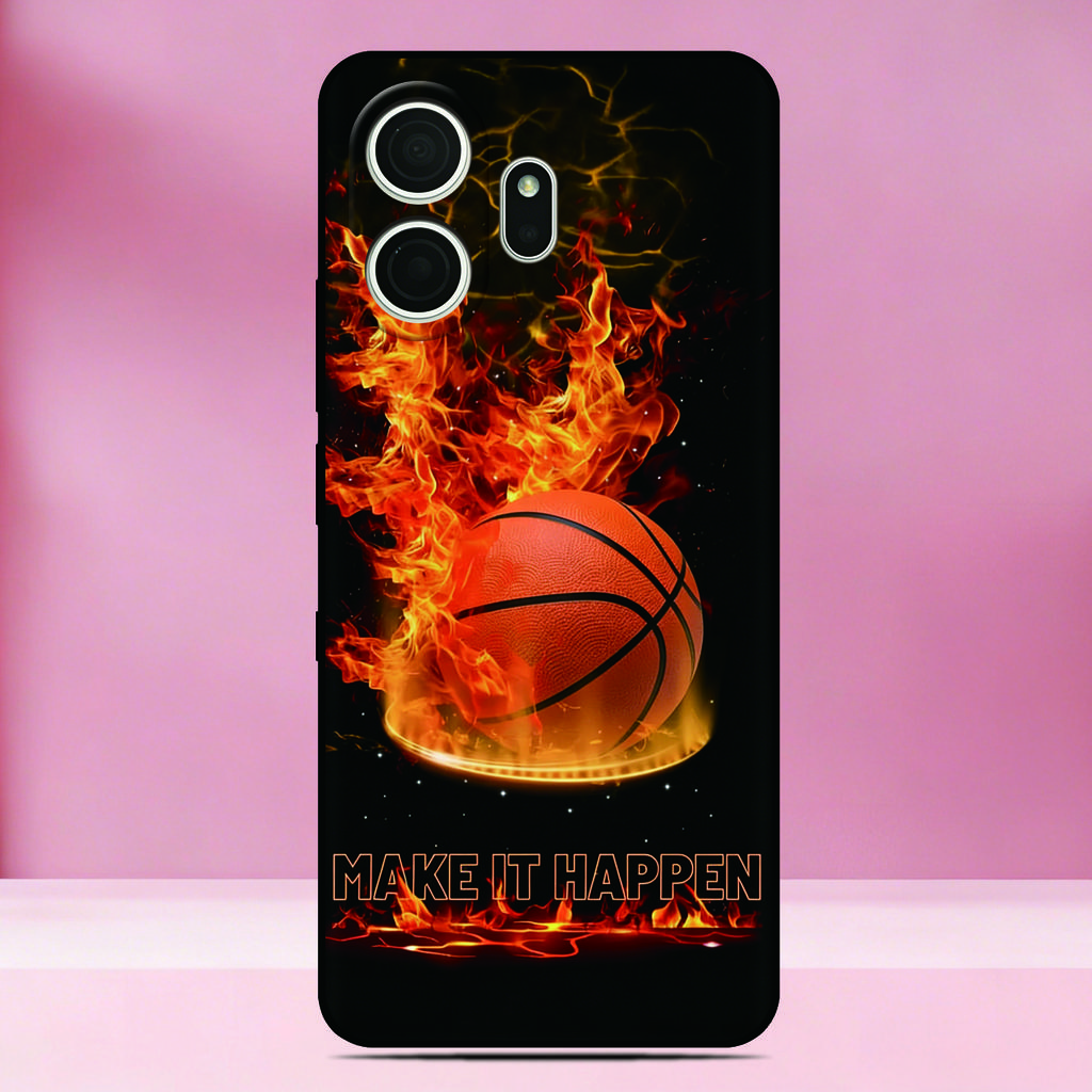 Basketball Sport Phone Case For TCL NxtPaper 70 Pro 5G Painted TPU Black Back Cover Soft Silicone Funda Screen Protector Film