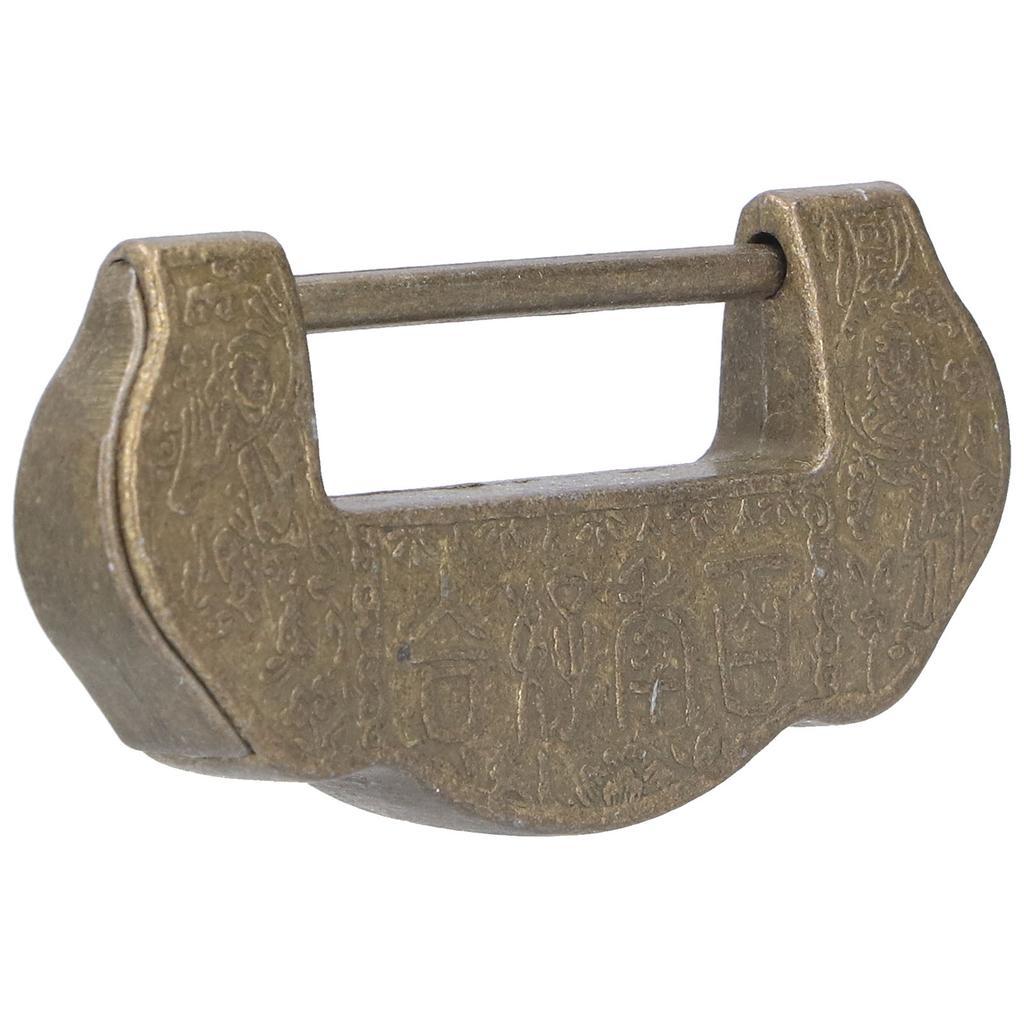 Chinese Carved Lock Set Ming Qing Dynasty Antique Brass Padlock for Cabinet Jewelry BoxAntique Brass Color