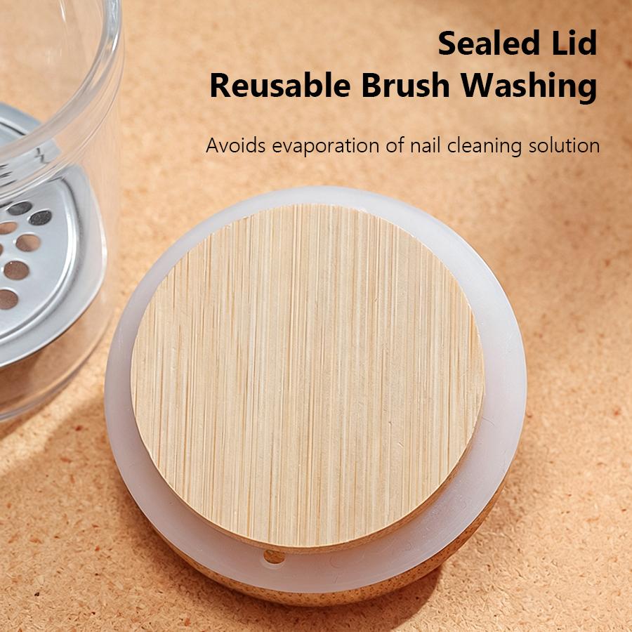 Nail Glass Wash Cup with Lid & Filter Screen, Nail Brush Cleaner Cup Gel Brush Cleaning Tool