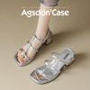 Augustine high-heeled sandals women's 2025 new spring and summer with skirt thick heel outside French fashion Roman sandals