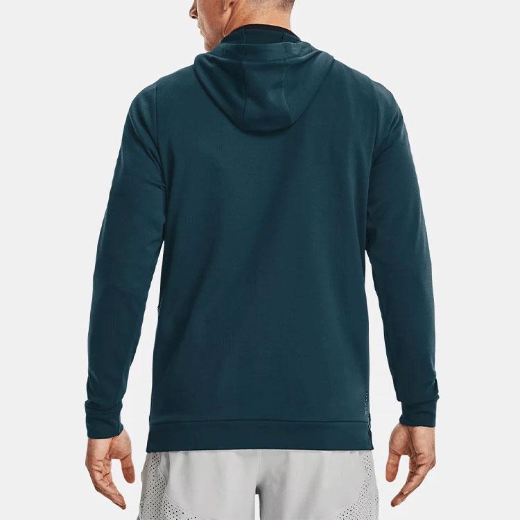 Under Armour Rush Series Logo Print Sports Hoodie Jacket Men Tops Light-Grey Blue 1367770-413