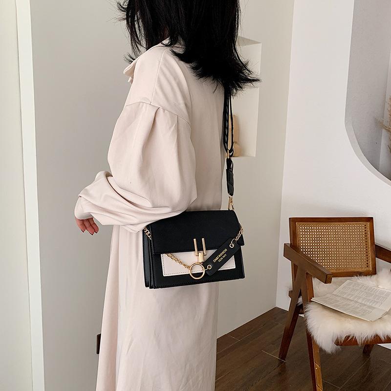 PU Bag Female Korean Fashion Trend One-shoulder Frosted Bag Niche Contrast Color Messenger Female Bag