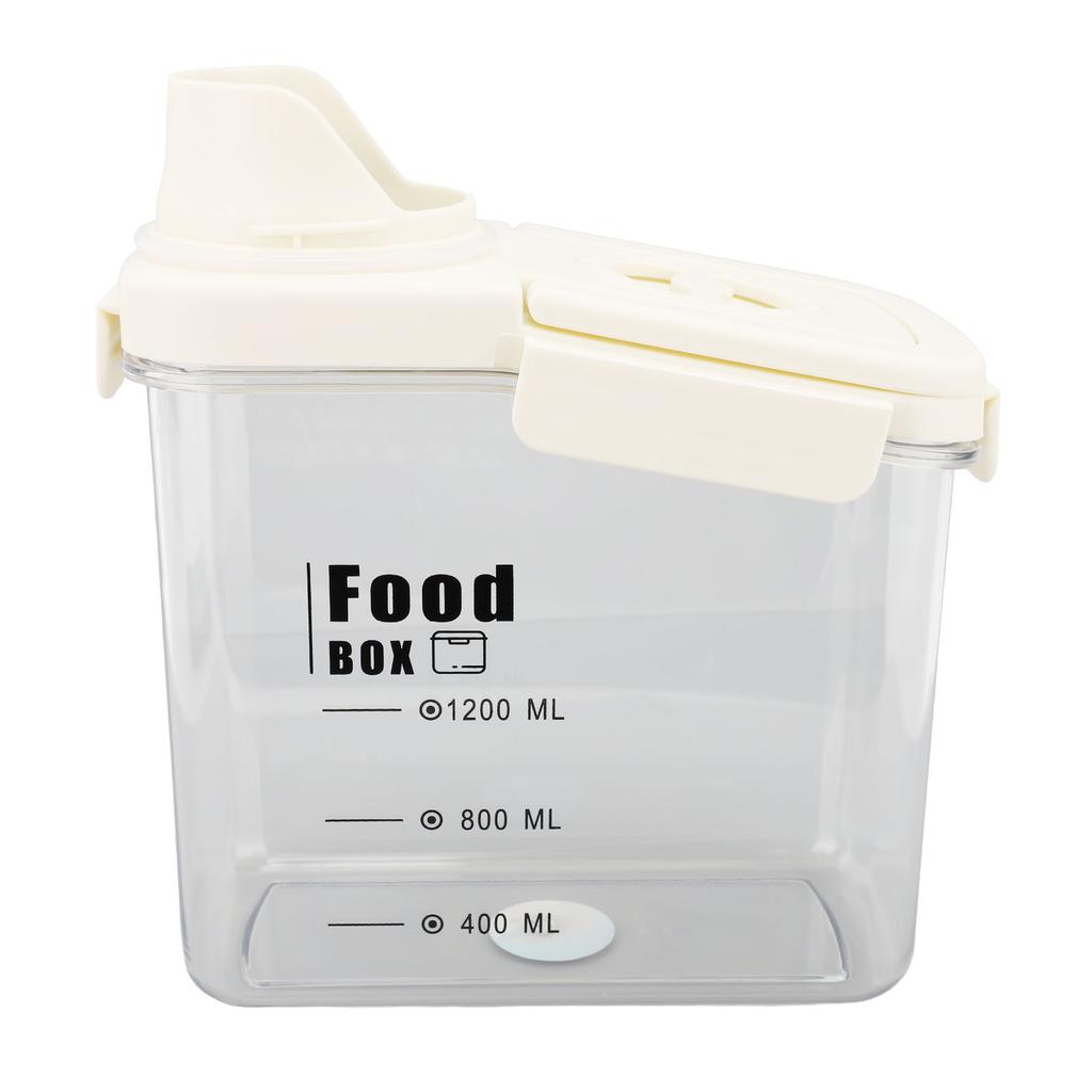 Cereal Storage Container with Pourable Spout Ergonomic Handle Lid Scale Timing Airtight Damp Proof Plastic Rice Storage Bin for Flour Bean Pet Food