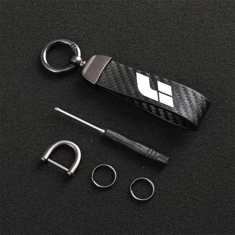 

Car Carbon Fiber Leather Keychain Horseshoe Buckle Jewelry For Lixiang LEADING IDEAL L6 L7 L8 L9 Li ONE MEGA Accessories чорний