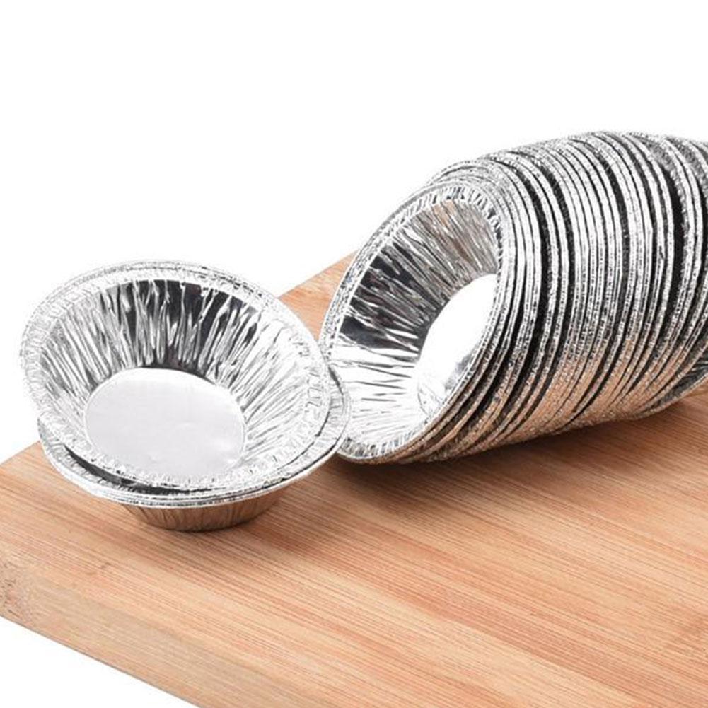 100pcs Disposable Aluminum Foil Egg Tart Pan Mini Pot Bake Plate Tart Pie Tin Pan Q5V8