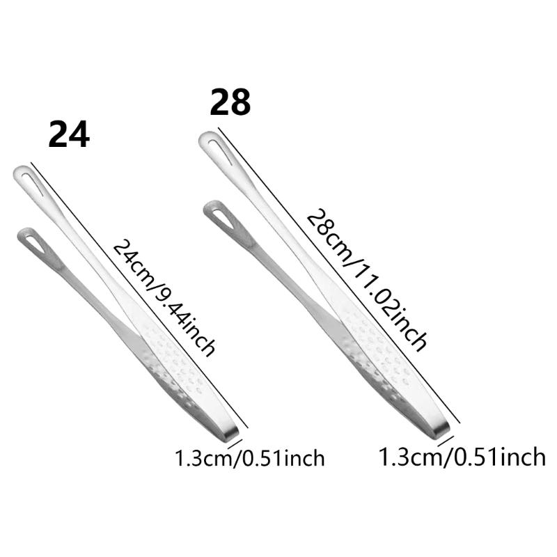 304Stainless Steel Barbecue Tongs 24cm/28cm Cooking Tongs Long Handle Suitable for Cooking People and BBQ Enthusiasts