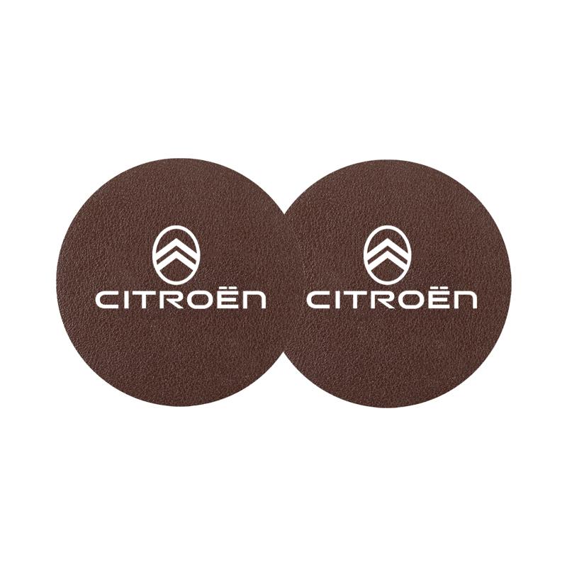 OAUH2 2Pcs Car Coasters Water Cup Mats Waterproof Slot Pads For Citroen VTS DS3 DS4 DS5 RD3 Cross Berlingo Xsara Spacetourer CelyseeC6