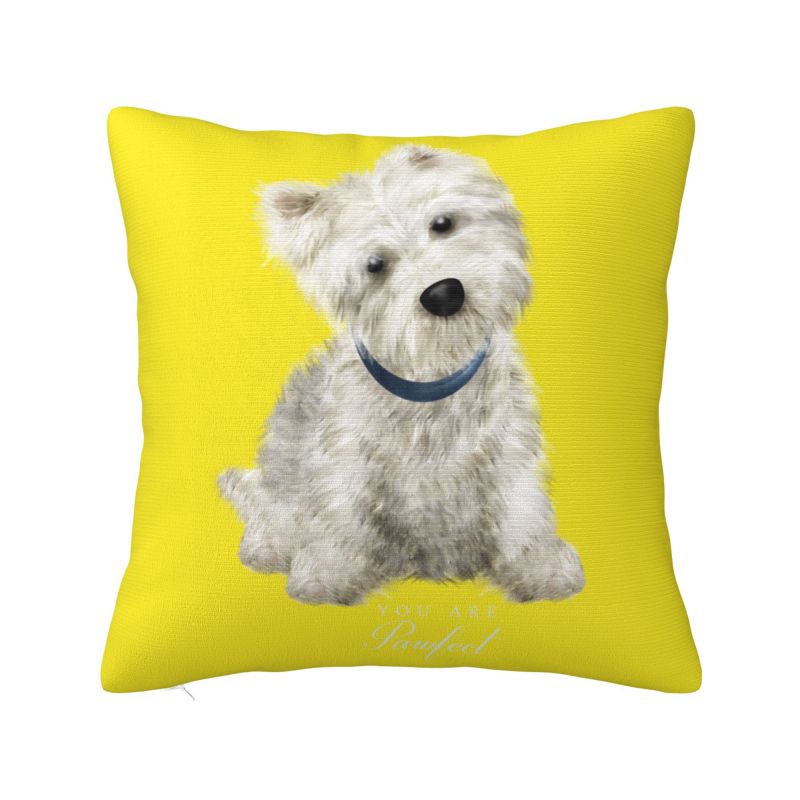 Luxury Sweet West Highland White Terrier Dog Cushion Cover for Sofa Polyester Westie Puppy Pillow Case for Living Room