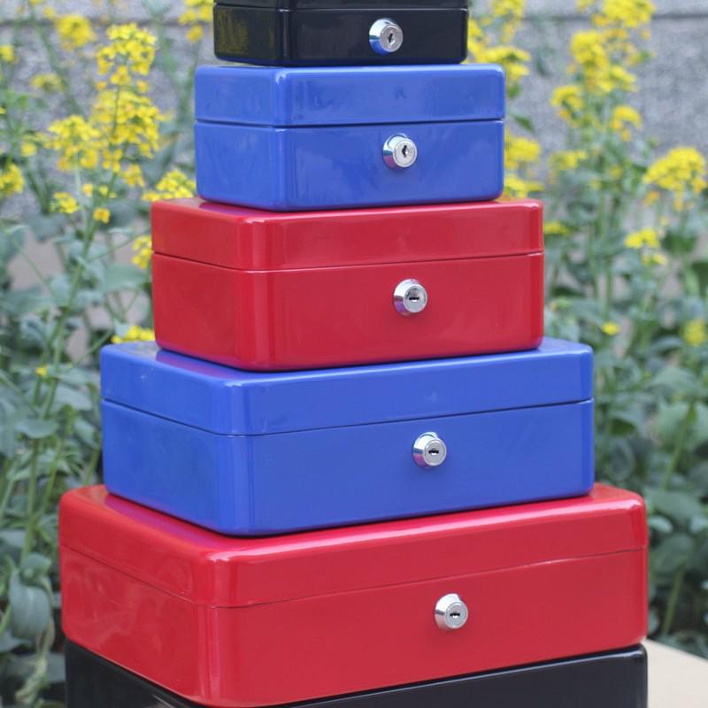 Compact Metal Cash Box with Lock for Coins and Bills